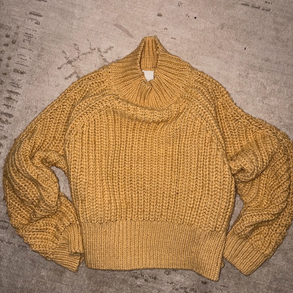 H&M Cable-knit Mock neck - Effortlessly Cozy Mustard Knit Sweater